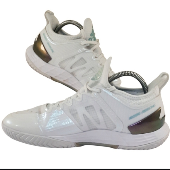 Adidas Adizero Ubersonic 4 Tennis Trainers White Silver Cyan US 9 Women’sShoes - Picture 2 of 5